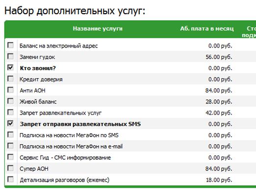 Megafon: jakie usługi są połączone?