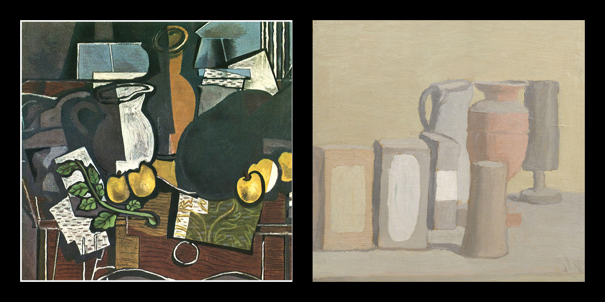 Georges Braque i Giorgio Morandi: fragmenty pracy.